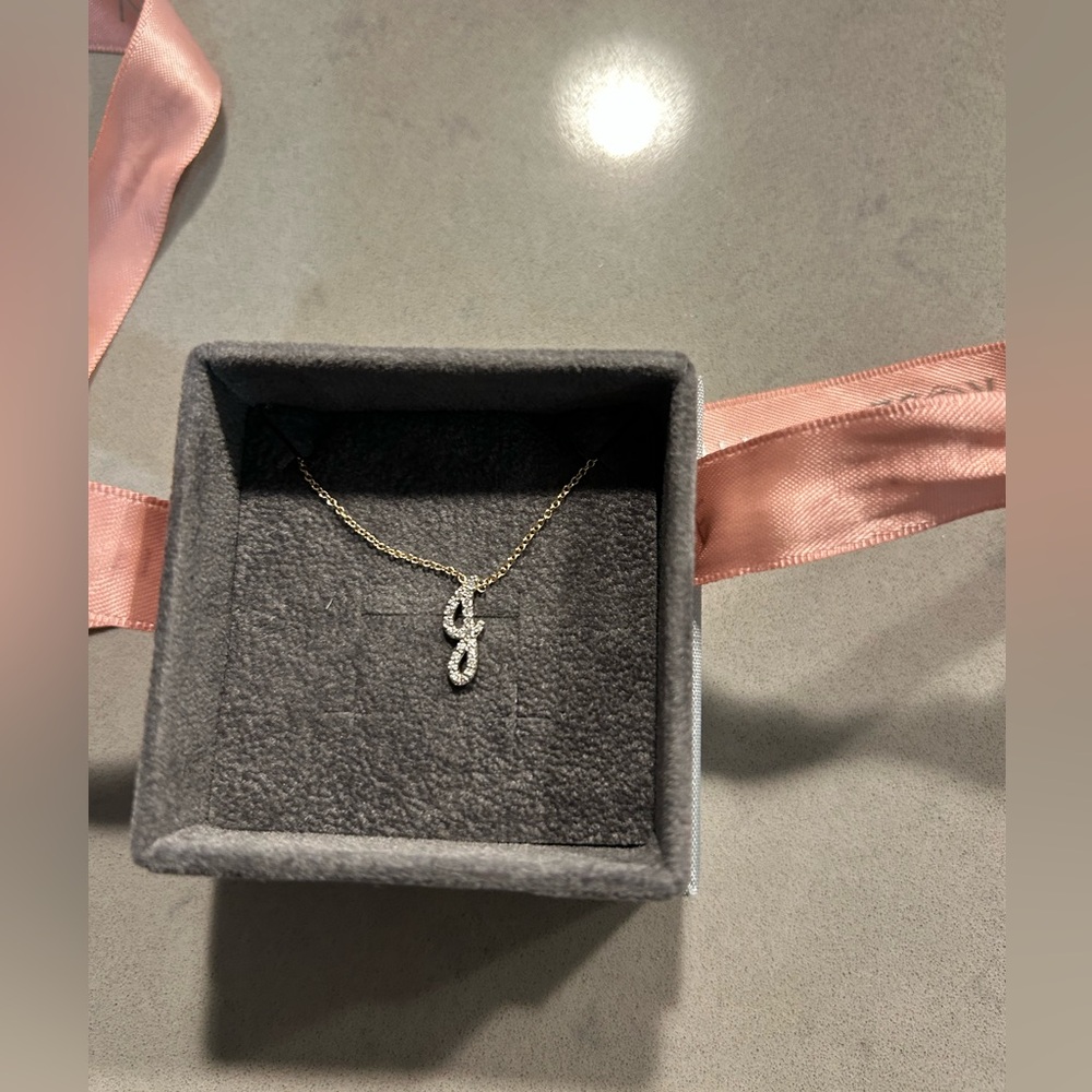 Nicole Rose “J” Necklace. Never worn. Diamond and yellow gold.